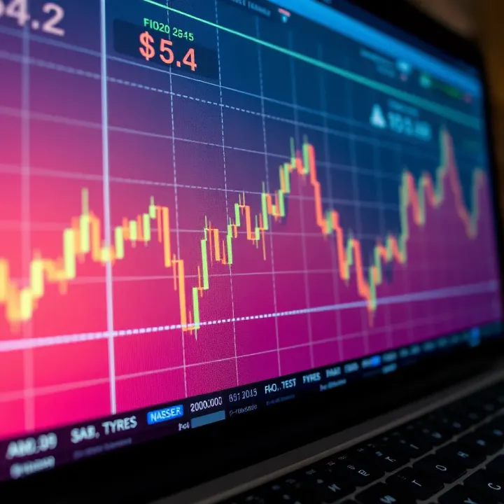 Graph showing currency exchange rate fluctuations on a digital trading platform