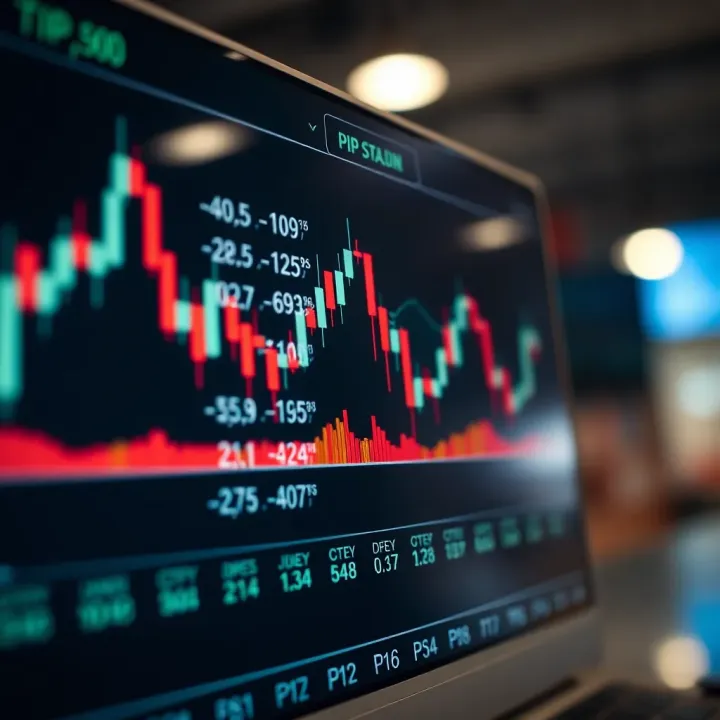 Forex Trading Chart Illustrating Pip Calculations Forex trading chart showing currency pairs and pip value calculations