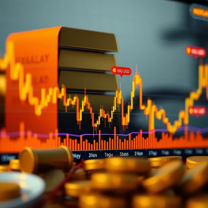 Gold Price Trends Influenced by Economic Events Graph showing gold price trends with economic event markers affecting the XAU/USD pair