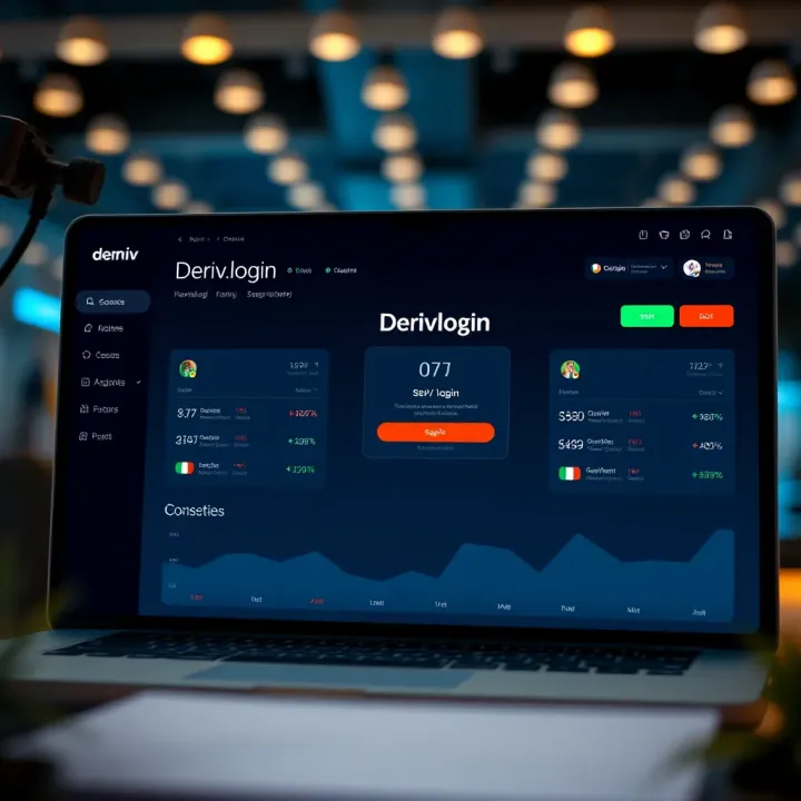 User interface showing the main dashboard of deriv.login with secure login options