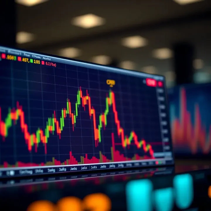 Graph illustrating the price movement of an asset alongside a CFD contract representation