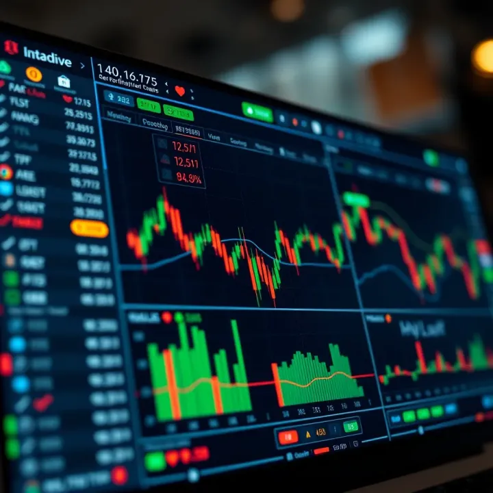 Web trading platform interface showing financial charts and real-time market data
