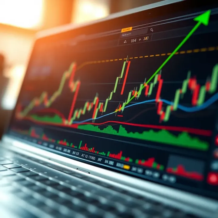 Chart with technical indicators illustrating trading strategies for synthetic indices