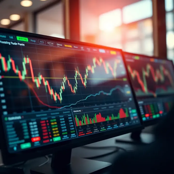 User interface of an online trading platform showing market charts and trading options