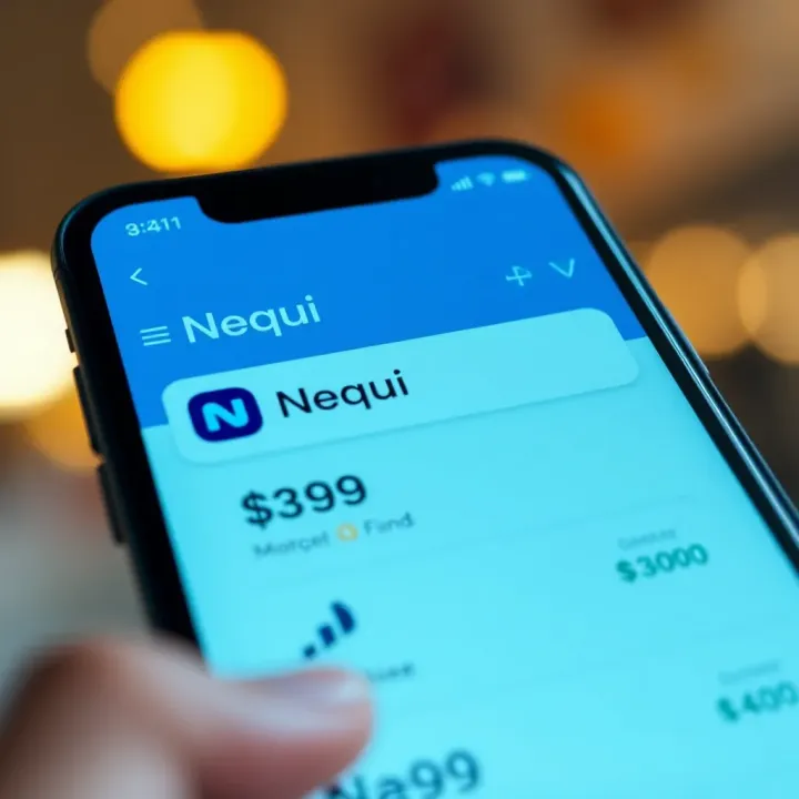 Mobile phone screen displaying Nequi app dashboard with updated balance after receiving funds