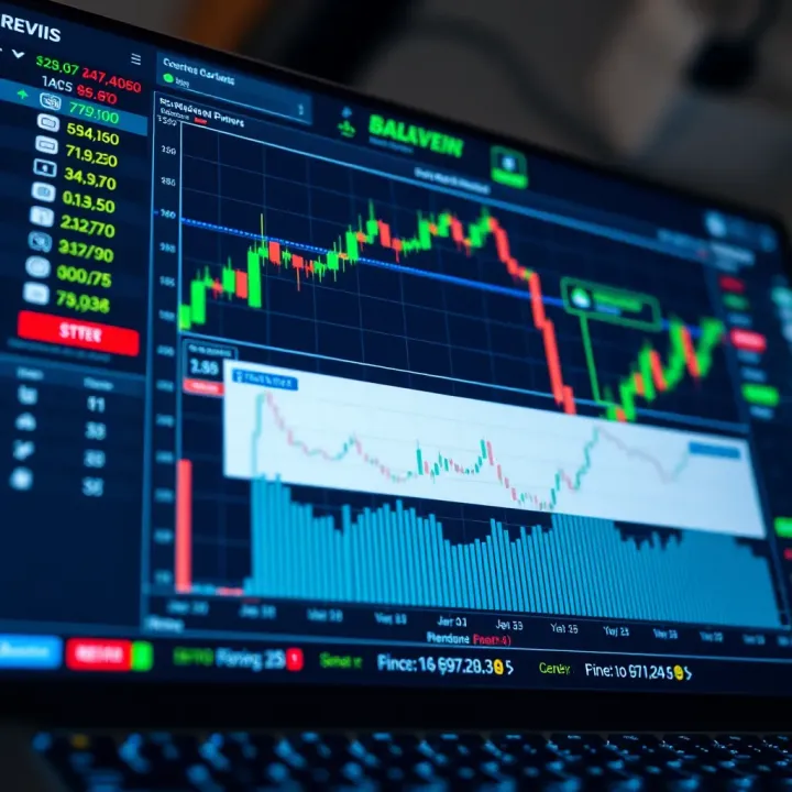 Illustration of a digital trading platform displaying growth charts and competitive demo accounts