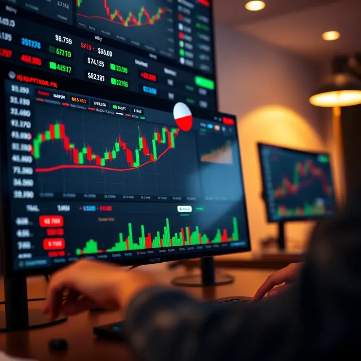 Screenshot of IQ Option trading platform showing various financial charts and trading options
