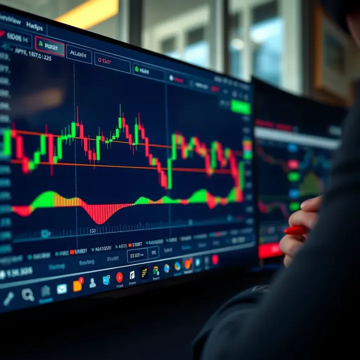Financial chart displaying technical indicators and price movements on a trading platform