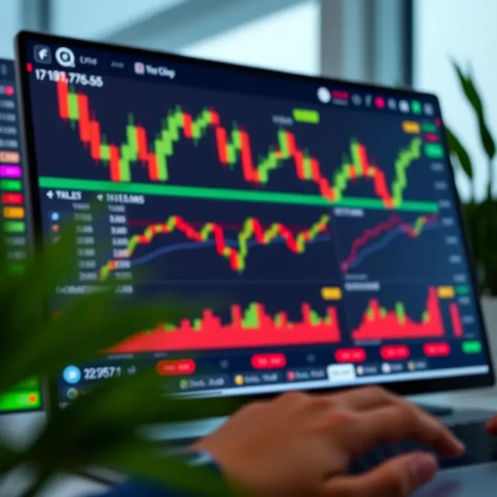 User interface of a trading platform showing charts and investment options