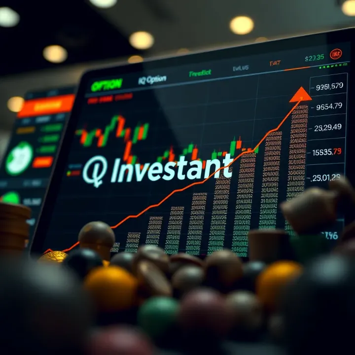 Graphical representation of investment growth and financial tools available on a digital trading platform