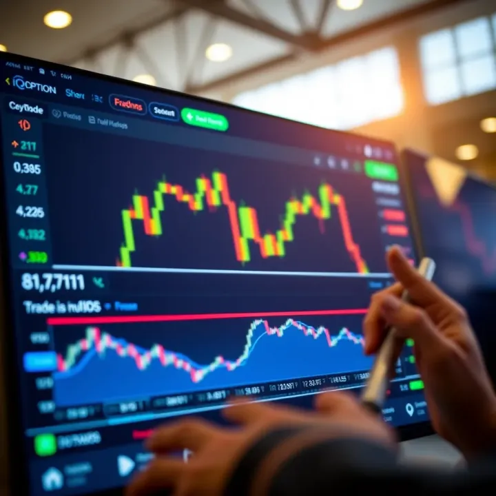 Dashboard view of IQ Option showing trading charts and interface elements