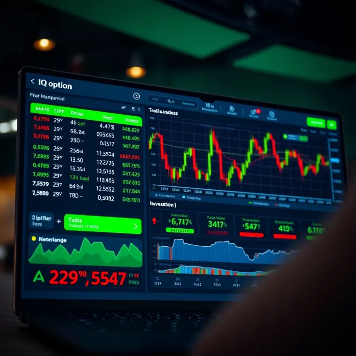 Interactive trading platform interface showing various investment options and market data charts