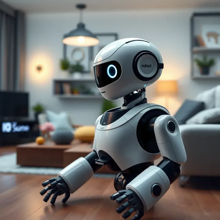 Conceptual illustration of IQ robot integrating with smart home technology