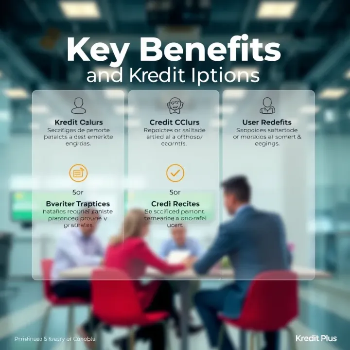 Graphic showing key benefits and user satisfaction icons for Kredit Plus credit options