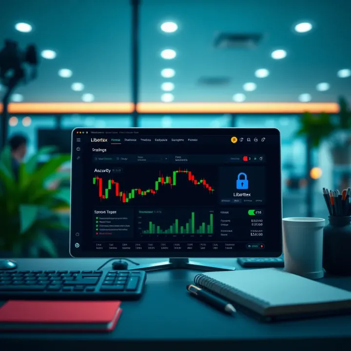 Dashboard overview displaying trading tools and account security options on Libertex