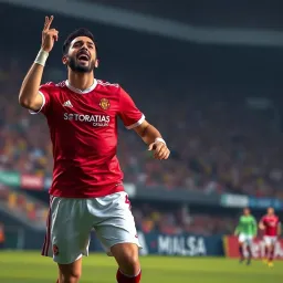 Luis Díaz celebrating a goal on the football field dressed in team kit