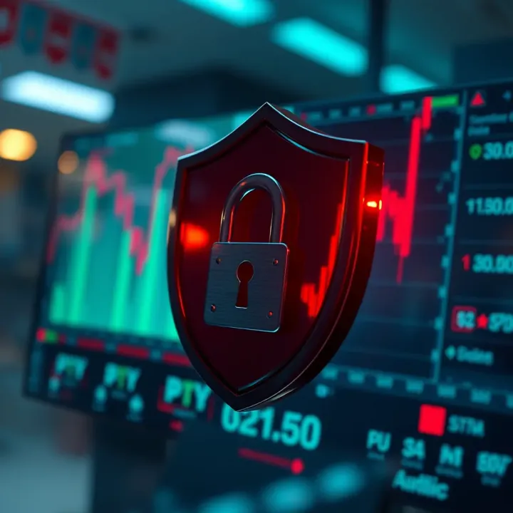 Security shield symbolizing data protection in online financial services
