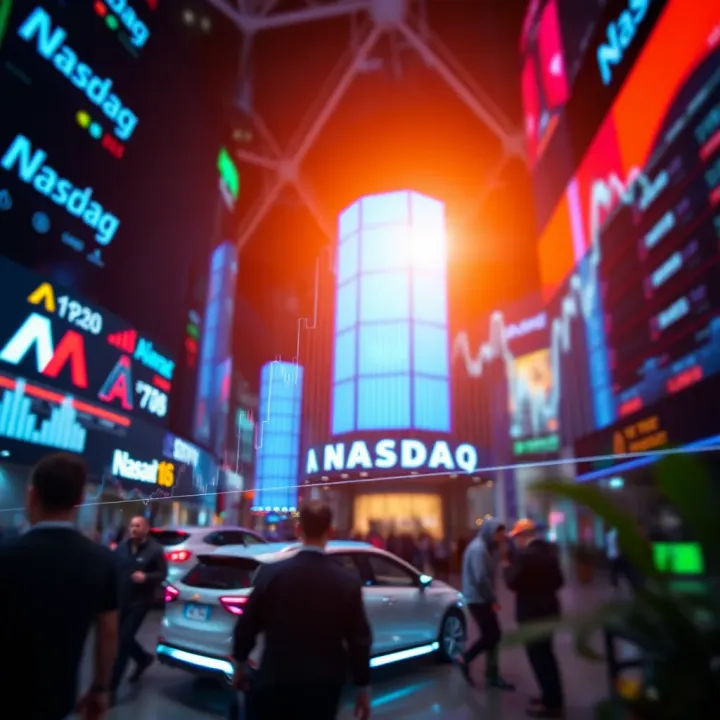 Graph showing Nasdaq index fluctuating with economic indicators and corporate reports