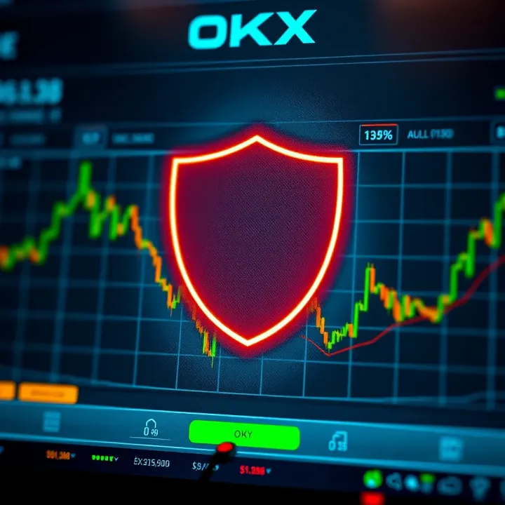 Secure digital cryptocurrency exchange interface with protective shield symbol