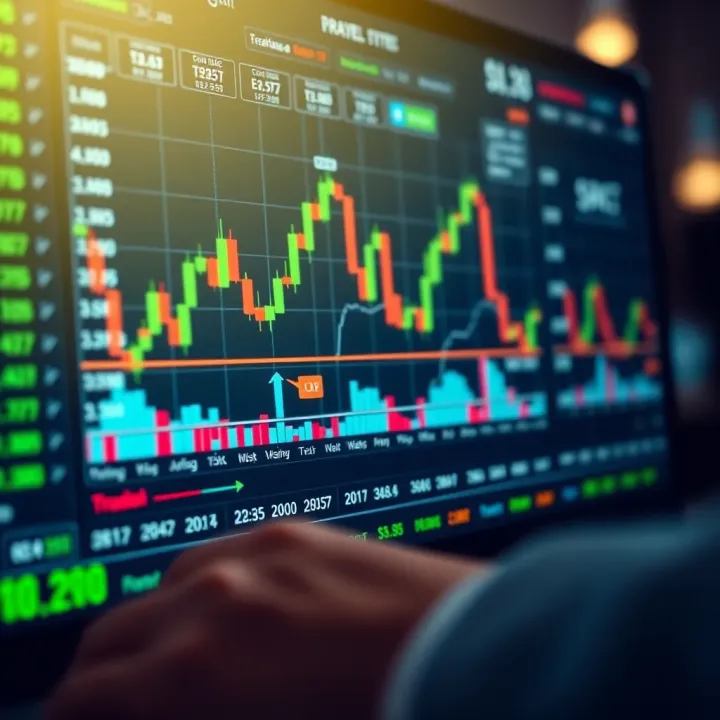 User interface of an online trading platform showing real-time financial charts and market data