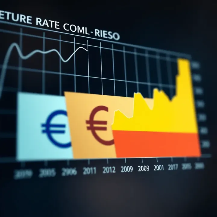 Graph showing the exchange rate trends between the euro and Colombian peso over recent months