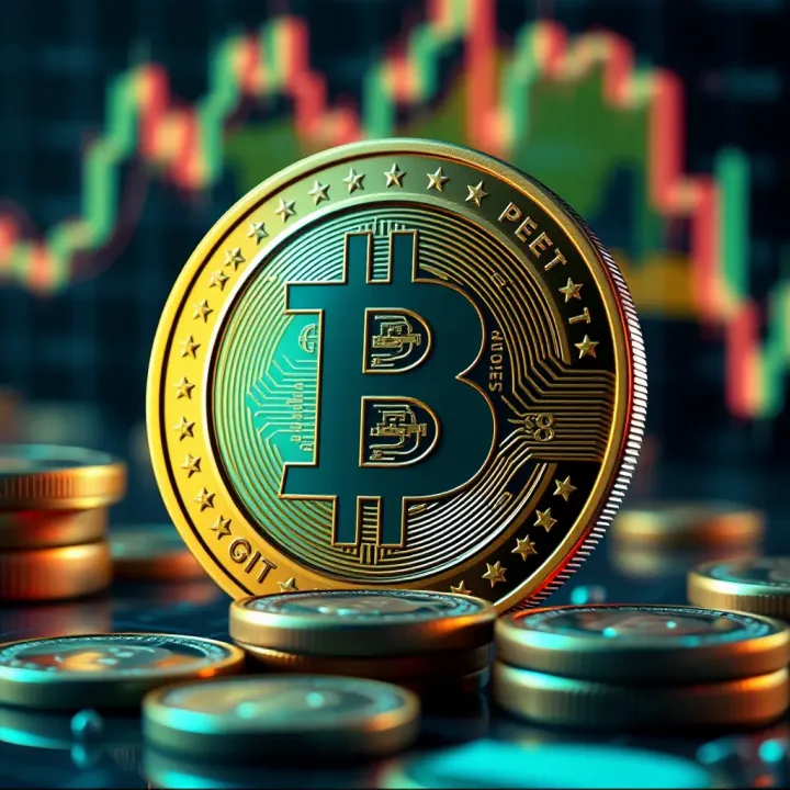 Illustration of digital currency concept with Pepe Coin symbol and market analysis elements