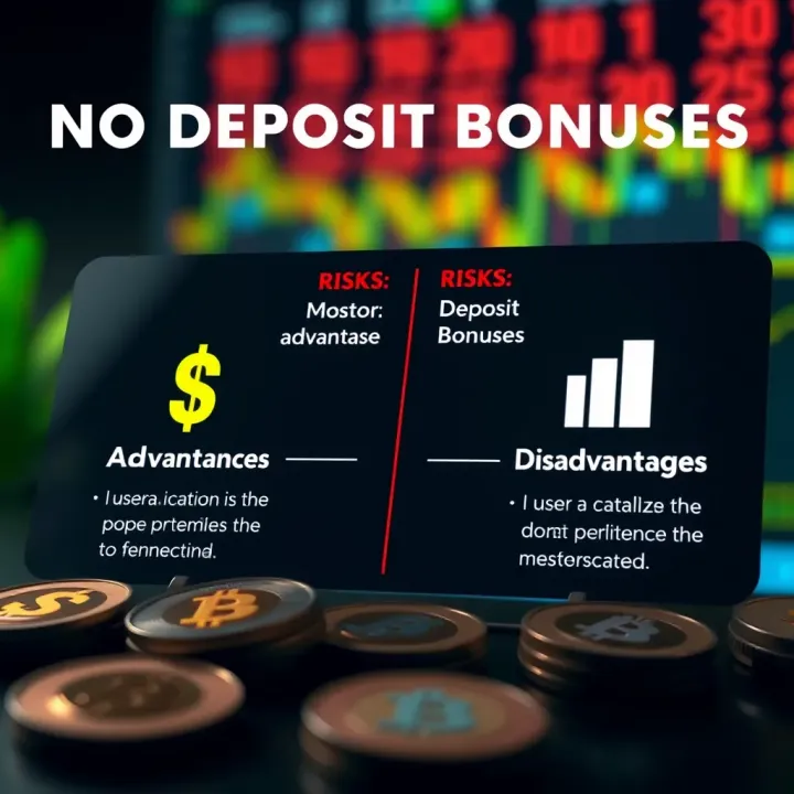 Illustration showing advantages and risks of Forex no deposit bonuses with contrasting icons