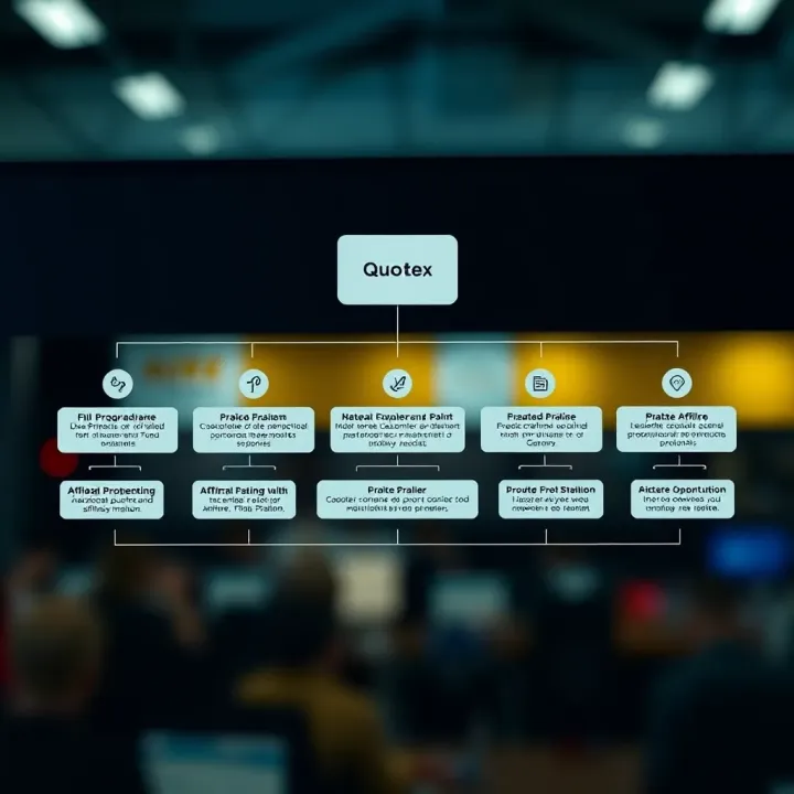 Diagram illustrating the affiliate program structure and earning opportunities with Quotex trading platform