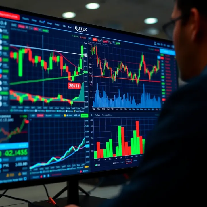Overview of Quotex digital trading platform interface displaying various financial charts and trading options