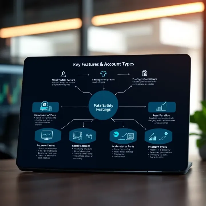 Key Features and Account Types of Quotex Diagram illustrating the main features and account types offered by Quotex for investors