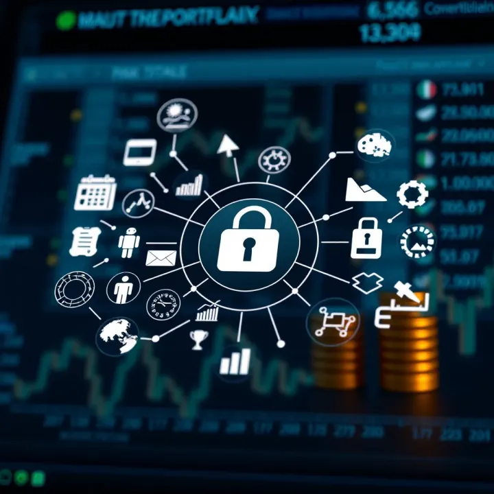 Risk Management and Portfolio Diversification Illustration of risk management concepts with portfolio diversification and security icons