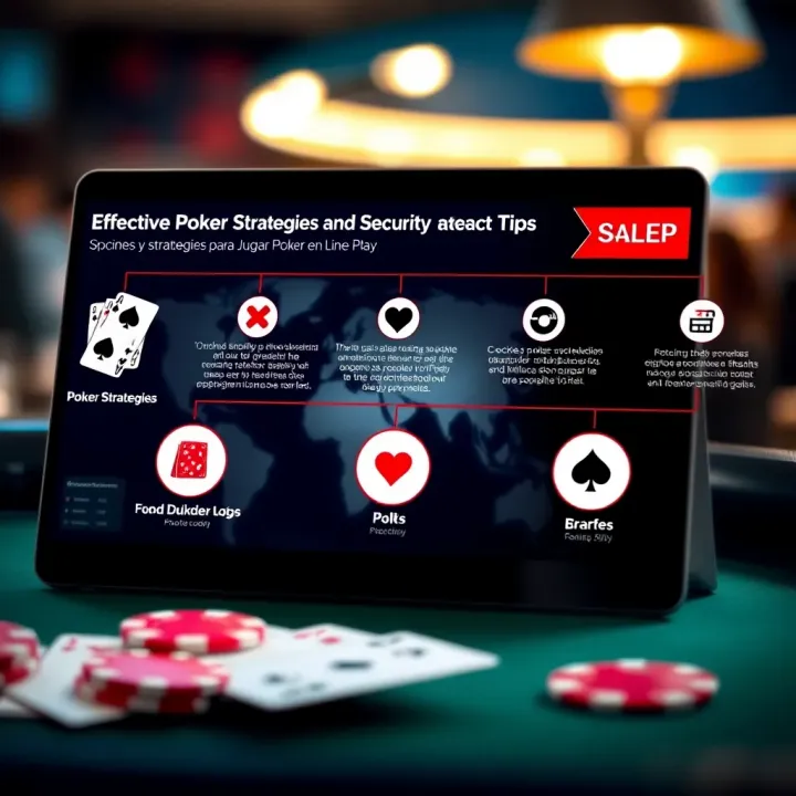 Graphic illustrating key poker strategies and secure gameplay tips for online players