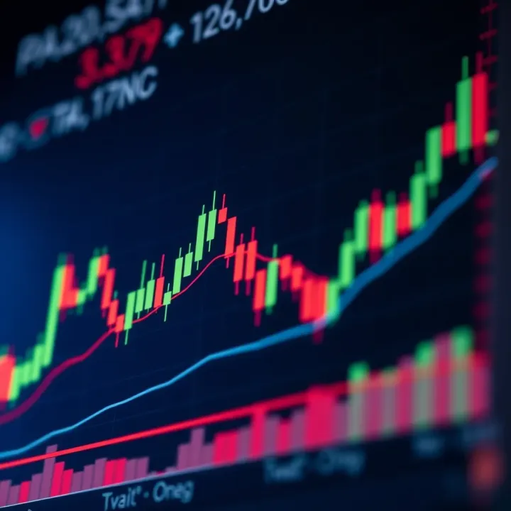 Detailed candlestick chart showing market trends and price movements