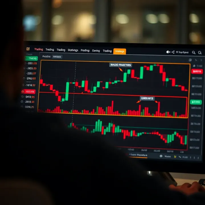 Graphical representation of trading strategies applied on IQ Option demo platform illustrating risk-free practice