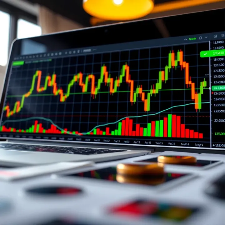 Graph illustrating trading strategies with indicators and risk management tools on IQ Option