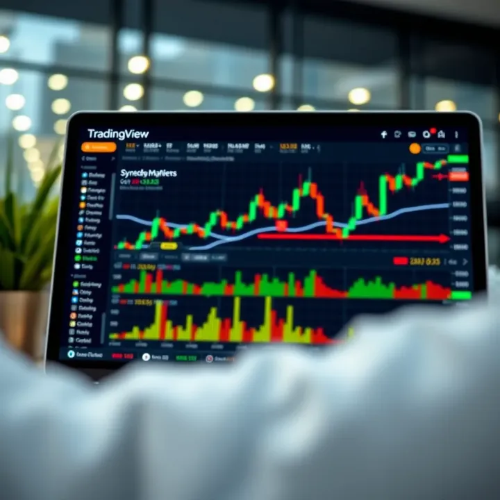 TradingView platform displaying synthetic markets chart with technical indicators