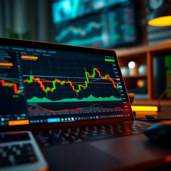 TradingView interface showing technical analysis charts and indicators for binary options