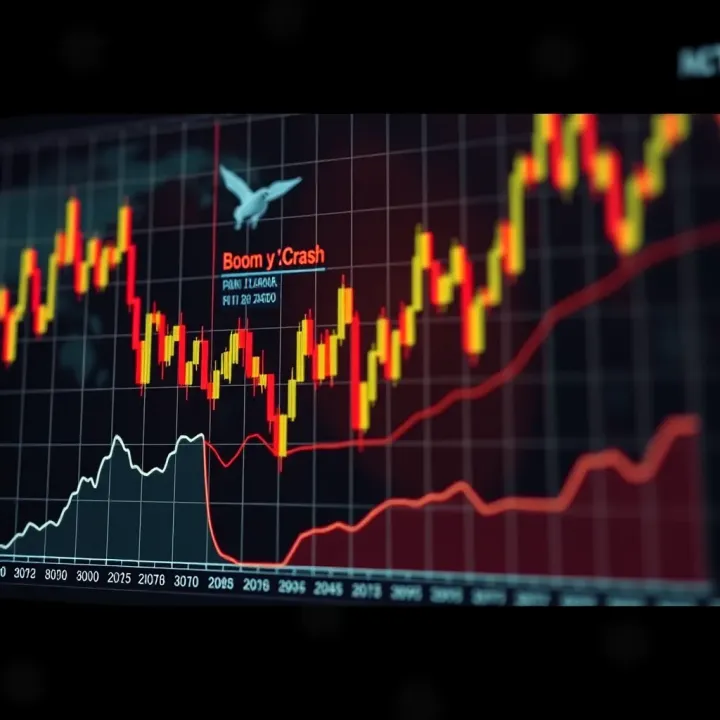Graph showing synthetic index market fluctuations with Boom and Crash trends