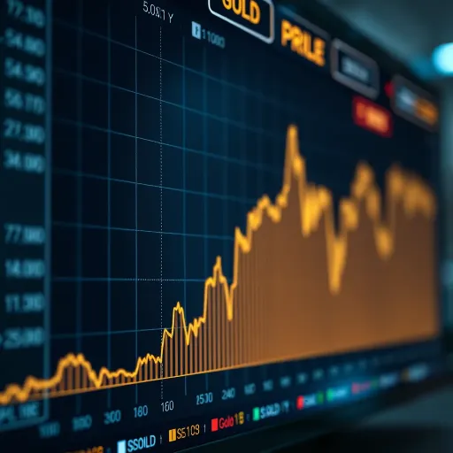 Graph showing fluctuations in gold prices with market indicators
