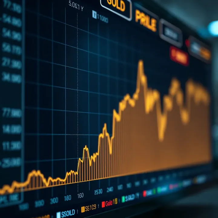 Graph showing fluctuations in gold prices with market indicators